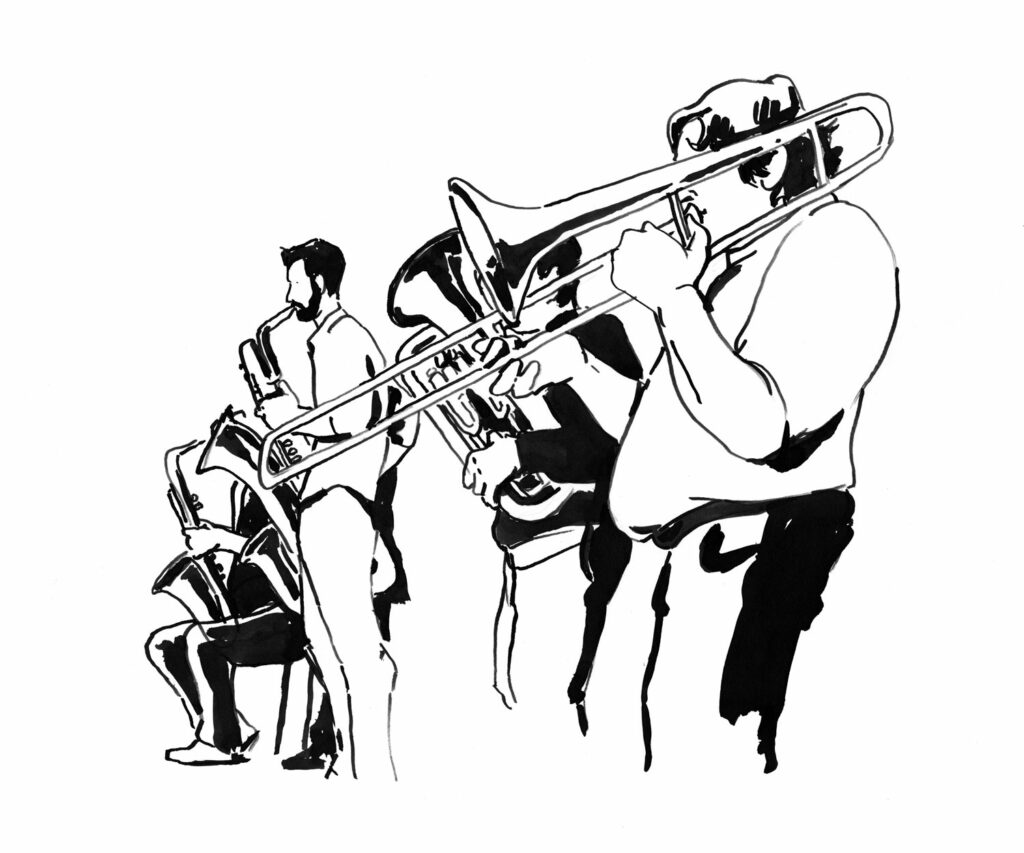 Tubas et trombone, dessin